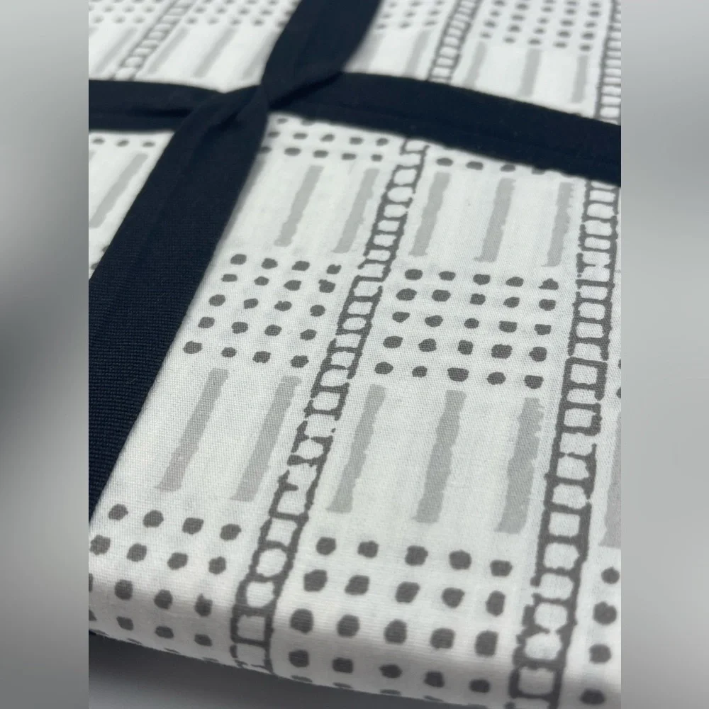 NWT West Elm Pair of Standard Pillowcases White Gray Geometric Boho Cotton
